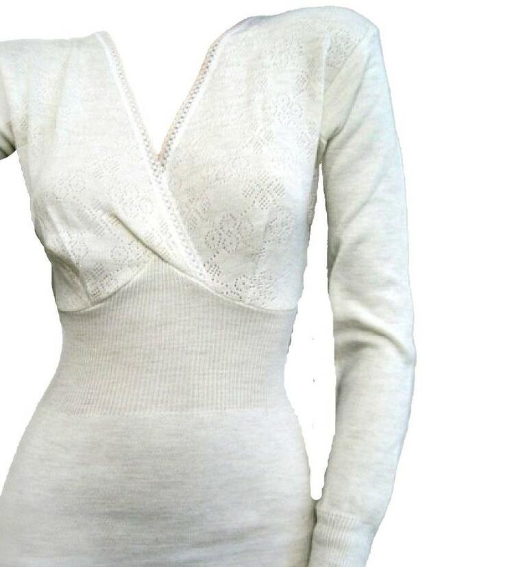 Maglia intima donna misto lana manica lunga scollo v Gicipi 155 con forma seno Gicipi